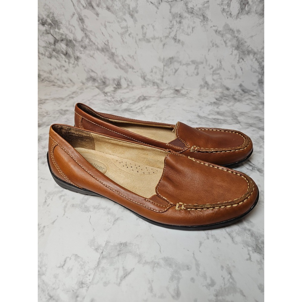 Naturalizer Janelle Brown Leather Moc Toe Loafers Shoes Womens 7.5 M